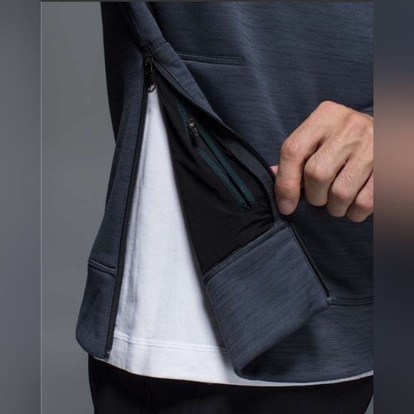 Lululemon Heathered Jay Grey Men's 1/2 Zip Pullover - Picture 4 of 10